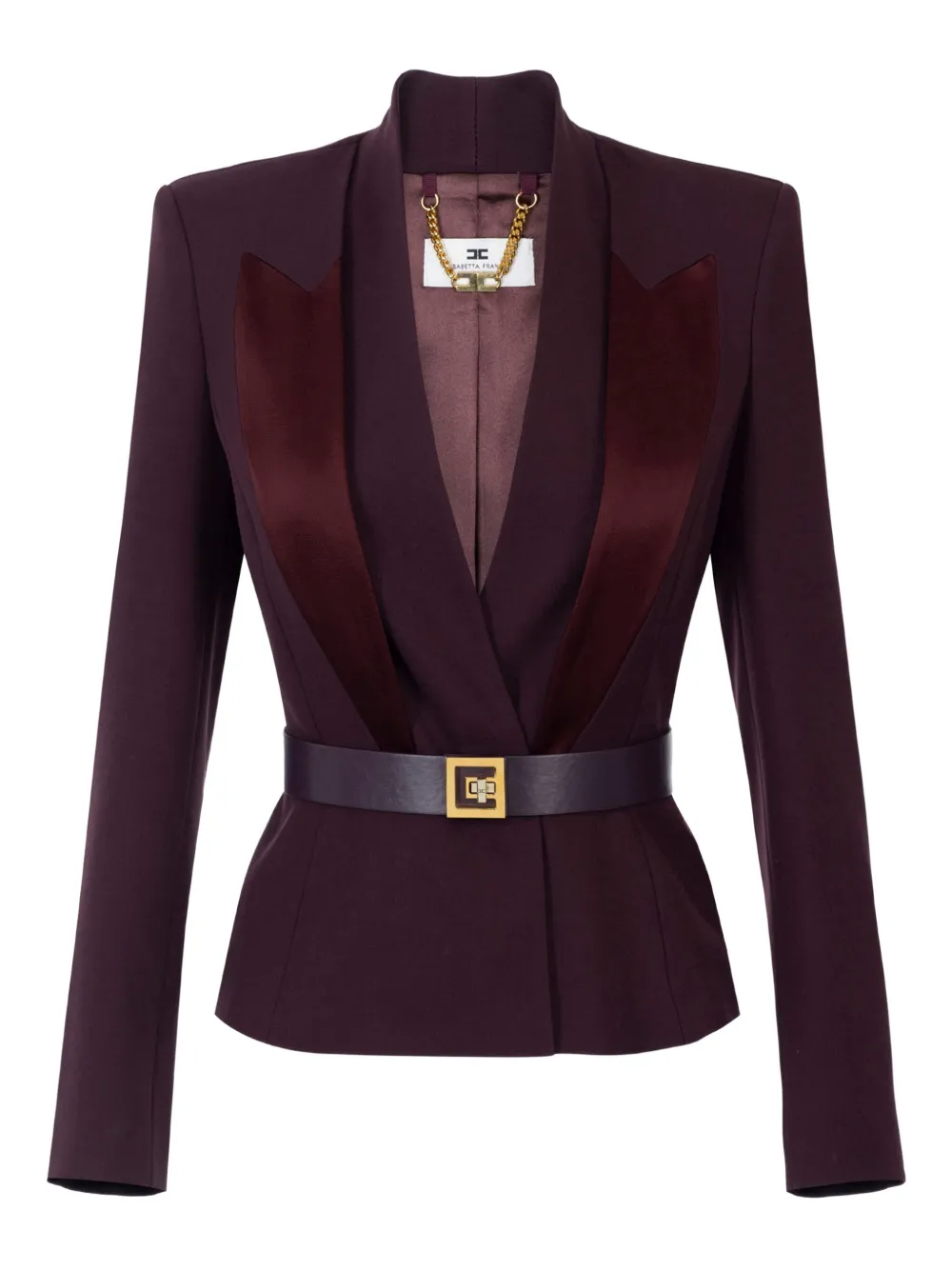 Elisabetta Franchi サテンラペル ジャケット - レッド Elisabetta Franchi サテンラペル ジャケット - レッド