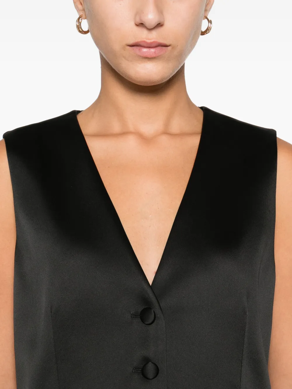 P.a.r.o.s.h Button-fastening Sleeveless Waistcoat In Black