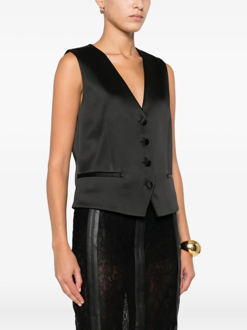 P.a.r.o.s.h Button-fastening Sleeveless Waistcoat In Black
