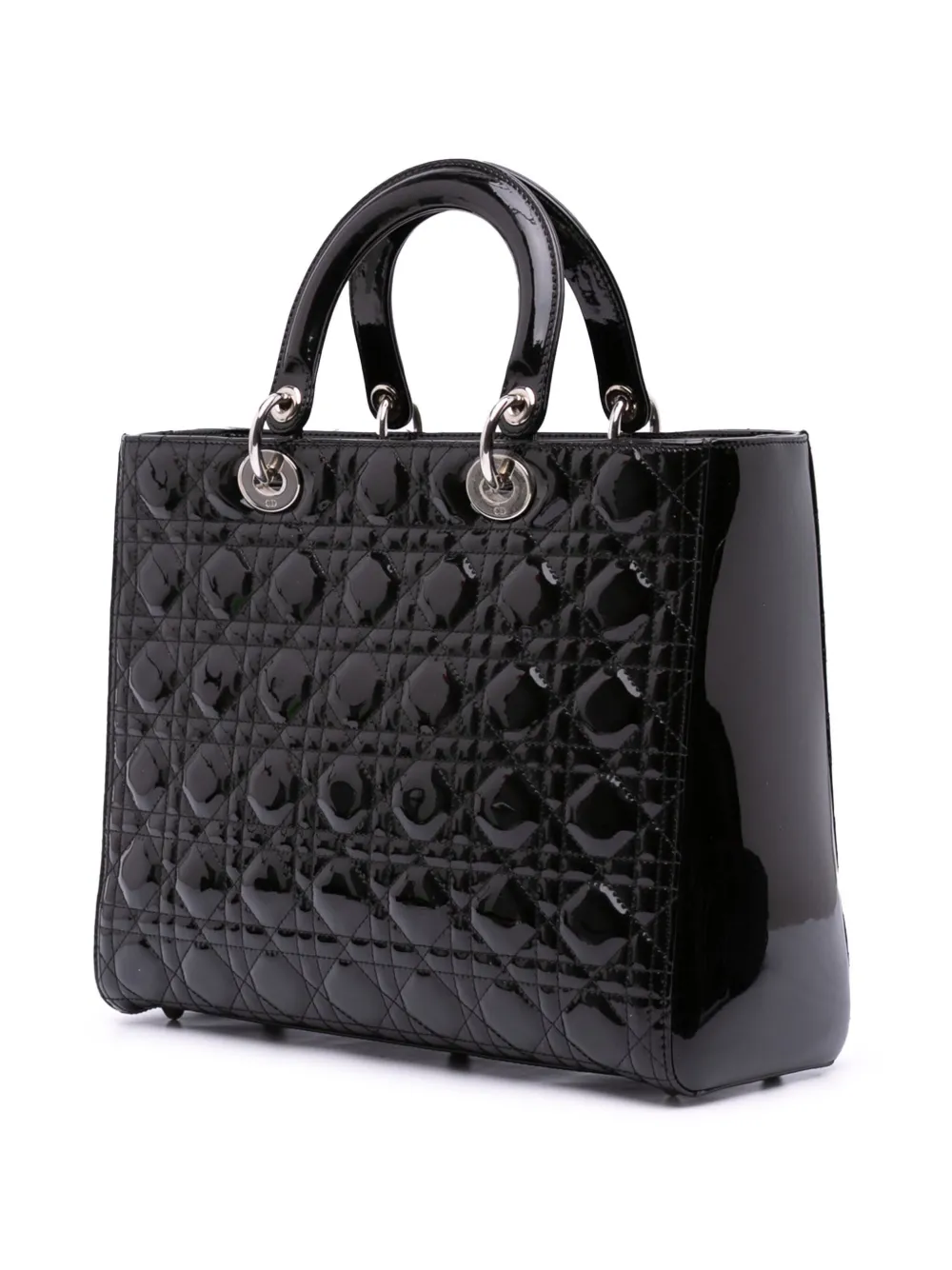 Pre-owned Dior 2011 Large Patent Cannage Lady Satchel