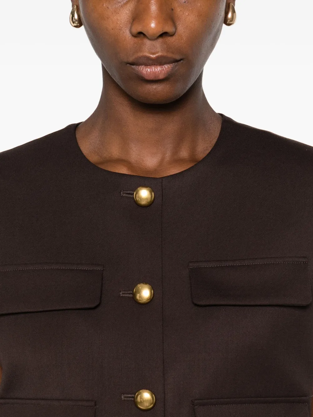 P.A.R.O.S.H. Gilet met zakdetail en knopen Bruin