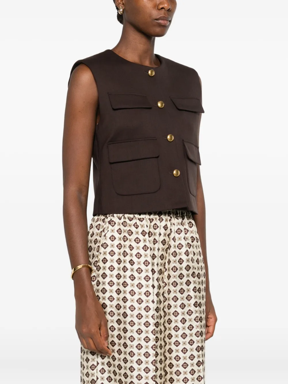 P.A.R.O.S.H. Gilet met zakdetail en knopen Bruin