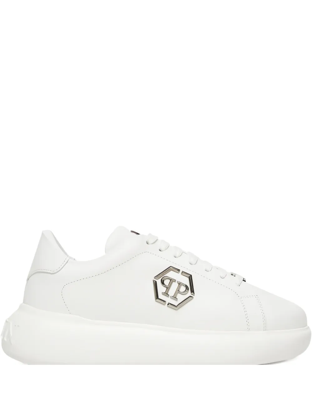Philipp Plein logo-plaque flat sneakers - Bianco