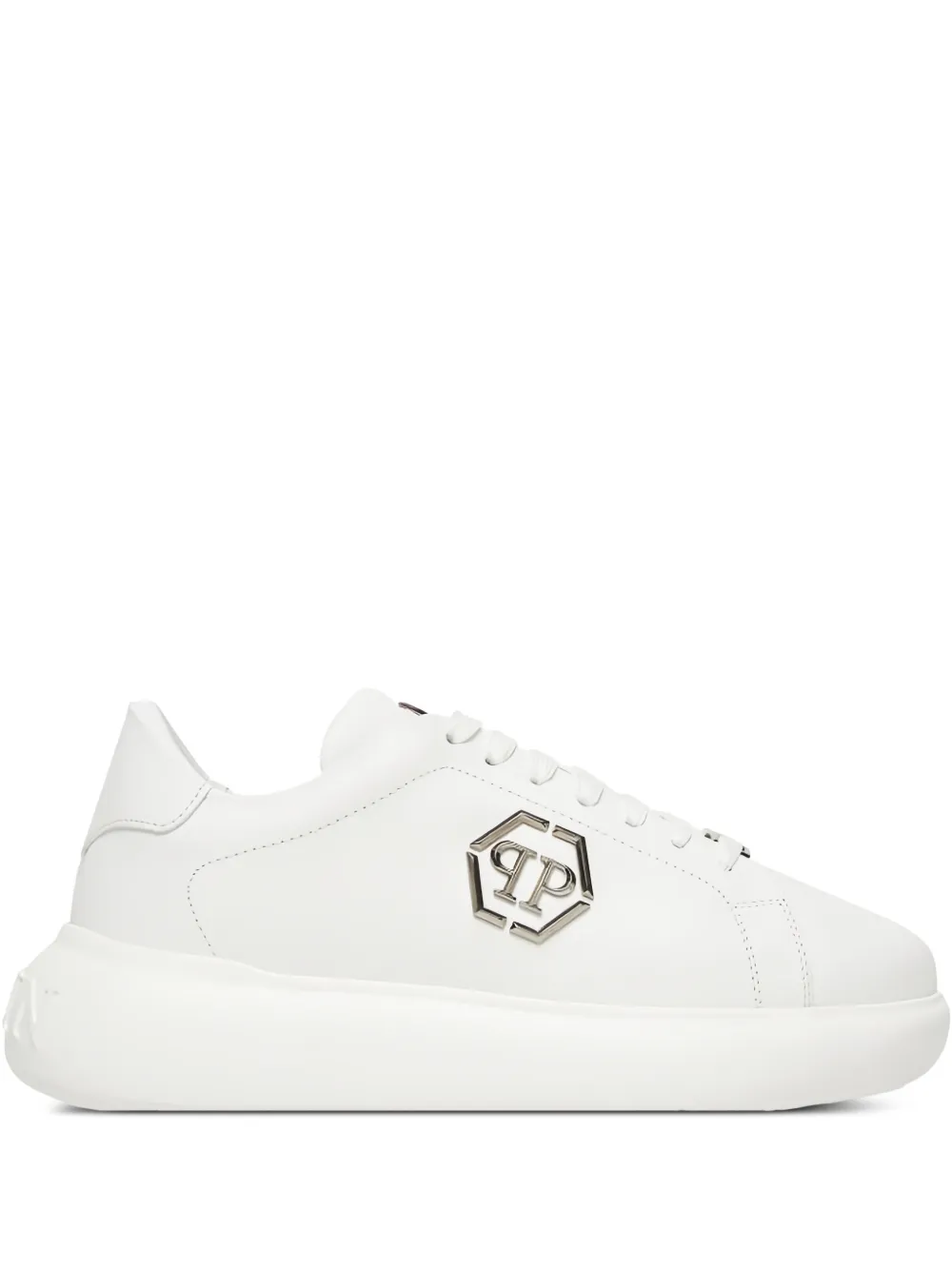 Philipp Plein logo-plaque flat sneakers - Bianco