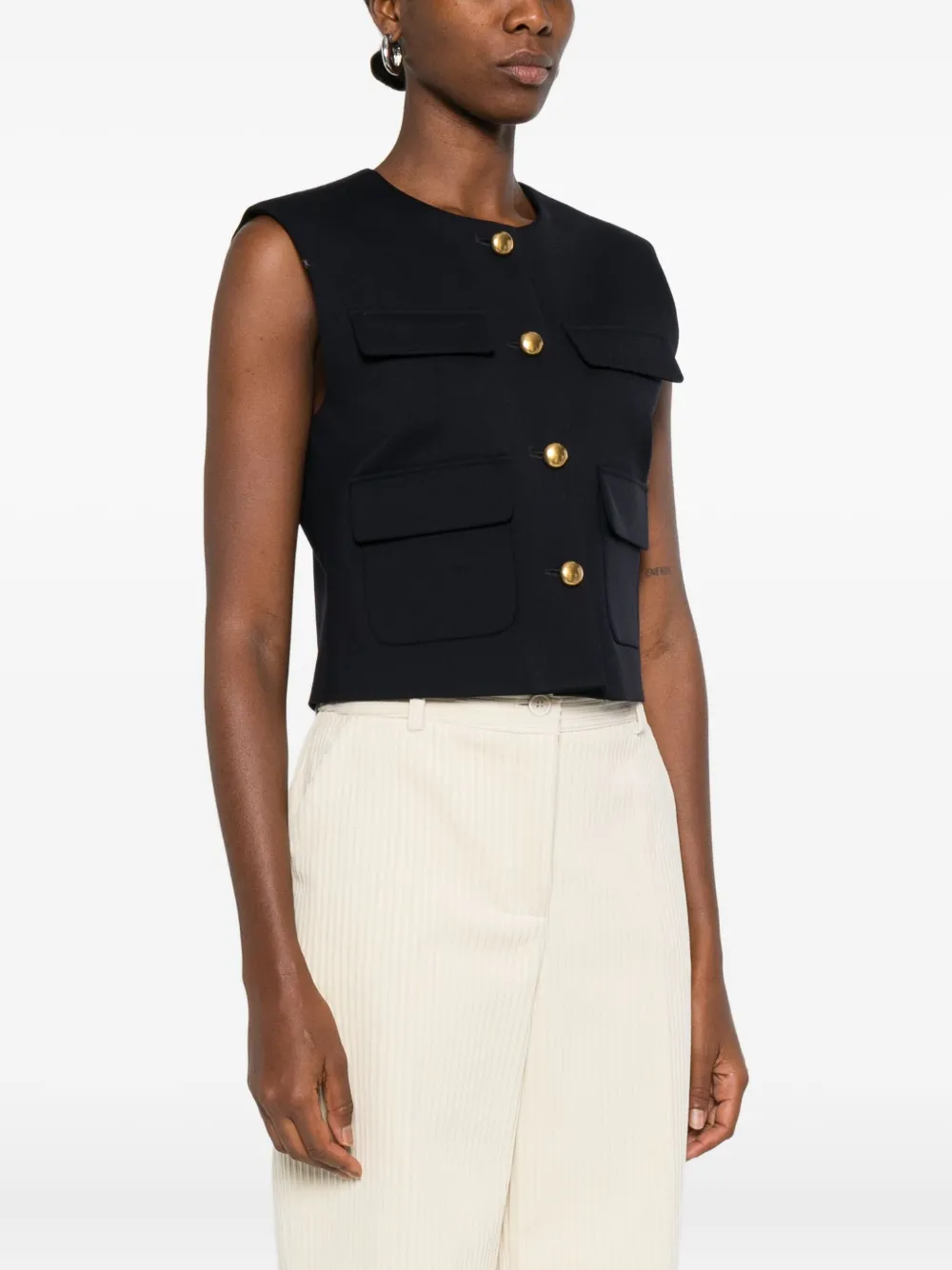 P.A.R.O.S.H. Gilet met zakken en knopen Blauw