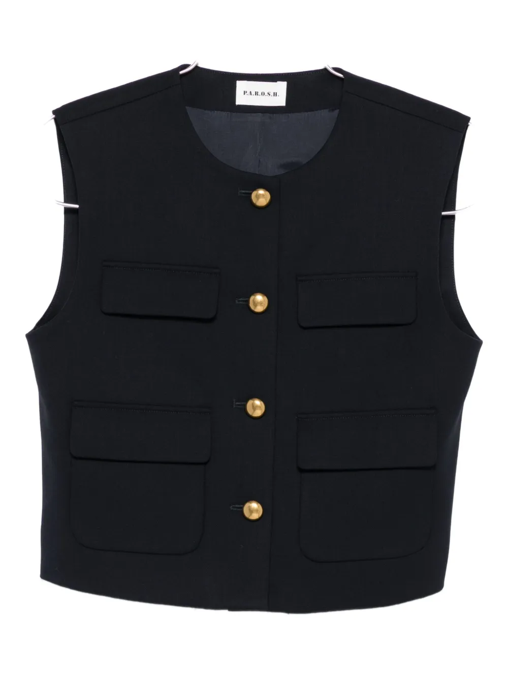 P.a.r.o.s.h Pocketed Buttoned Waistcoat In Black