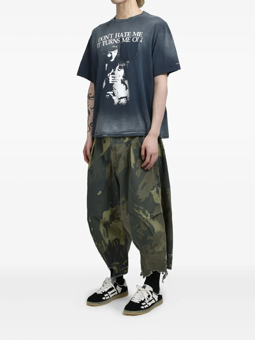 PDF Guerilla camouflage frayed trousers - Groen