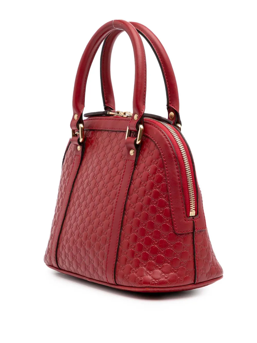 Pre-owned Gucci 2016-2024 Mini Microssima Dome Satchel In Red