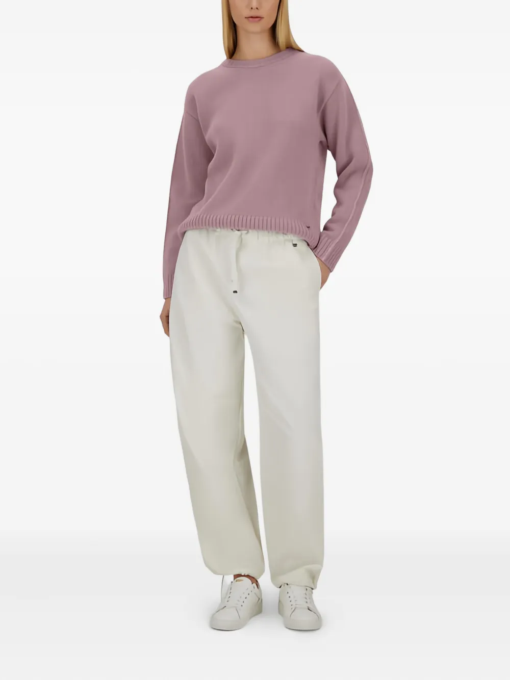 Herno Crew-neck Wool Sweater In Purple