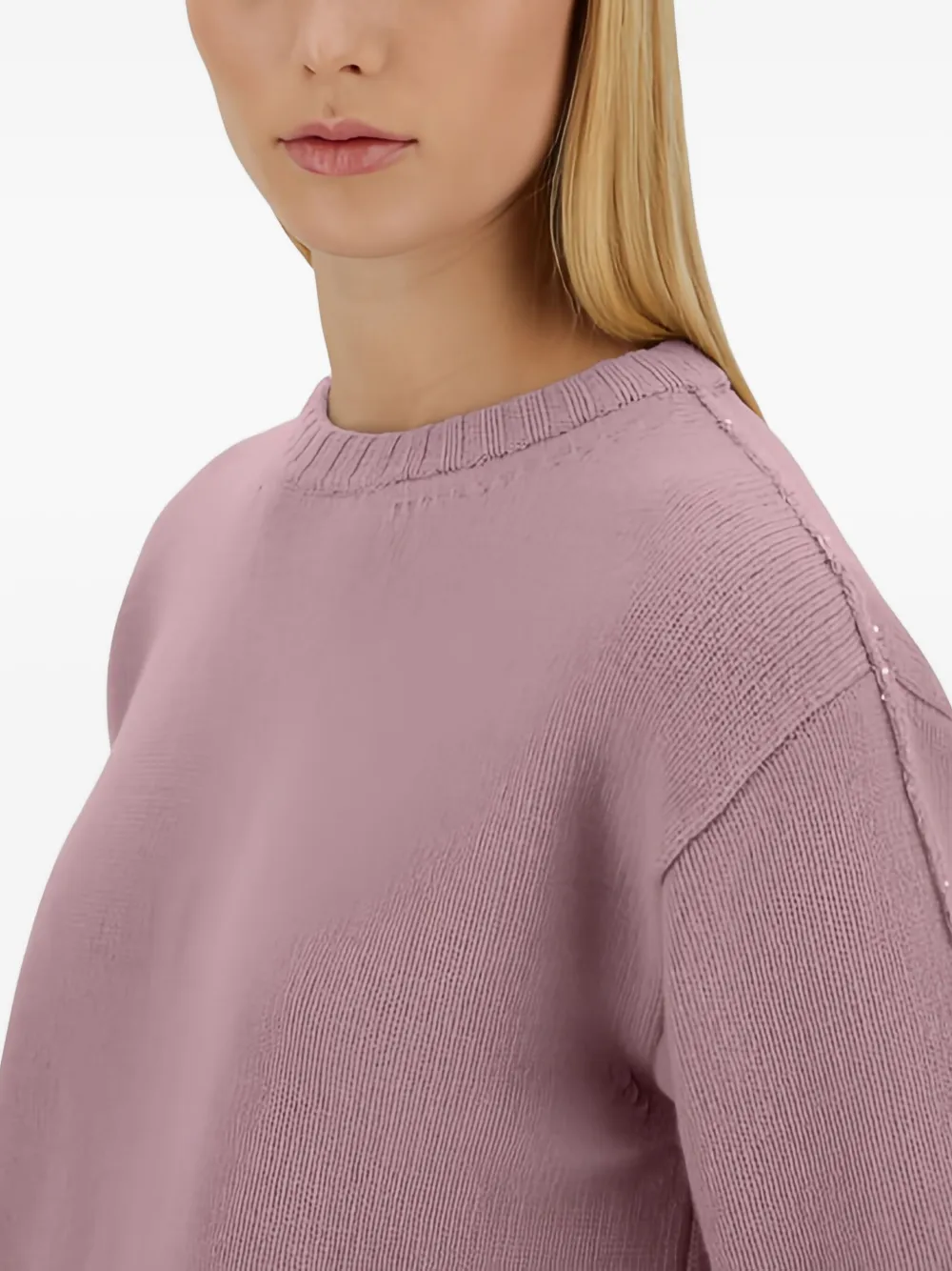 Herno Crew-neck Wool Sweater In Purple