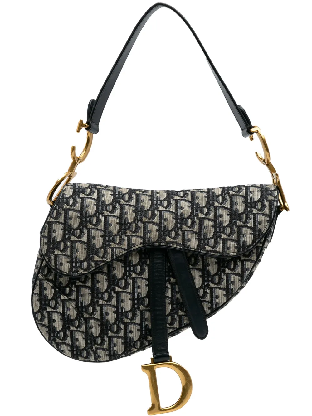 Christian Dior Pre-Owned 2020 オブリーク キャンバス サドル バッグ ショルダーバッグ - ブルー Christian Dior Pre-Owned 2020 オブリーク キャンバス サドル バッグ ショルダーバッグ - ブルー