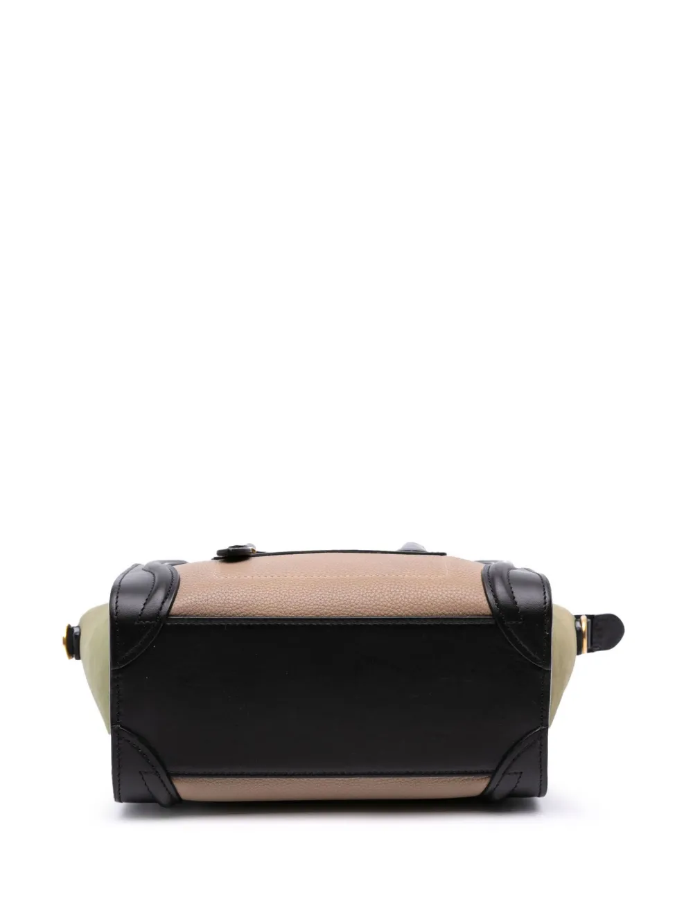 Pre-owned Celine 2015 Nano Tricolor Grained Calfskin And Nubuck Luggage Tote Satchel In Brown