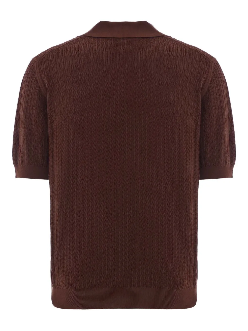 Malo Geribbeld katoenen poloshirt - Bruin