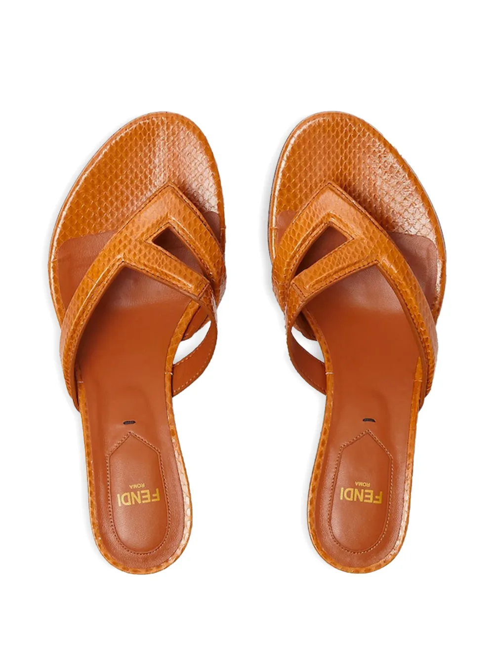 FENDI 46mm Fling leather heeled sandals Brown