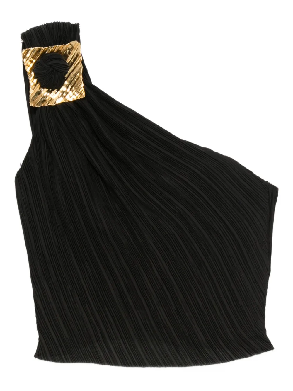 Cult Gaia Moira Pleated One-shoulder Top In Black