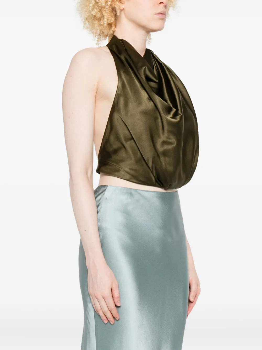 Cult Gaia Adienne Draped Halterneck Top In Green