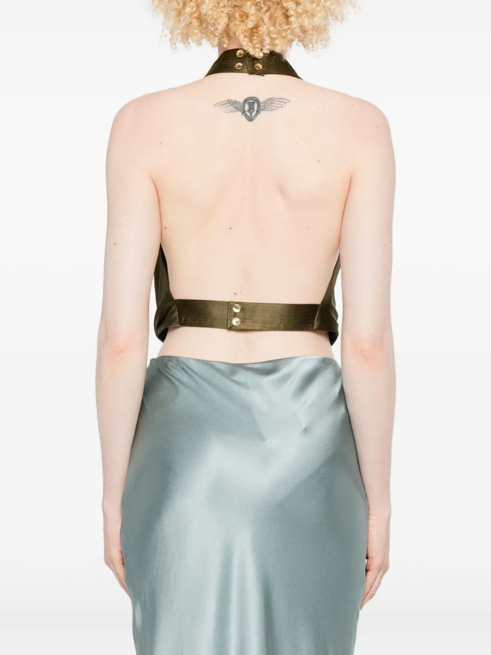 Cult Gaia Adienne Draped Halterneck Top In Green