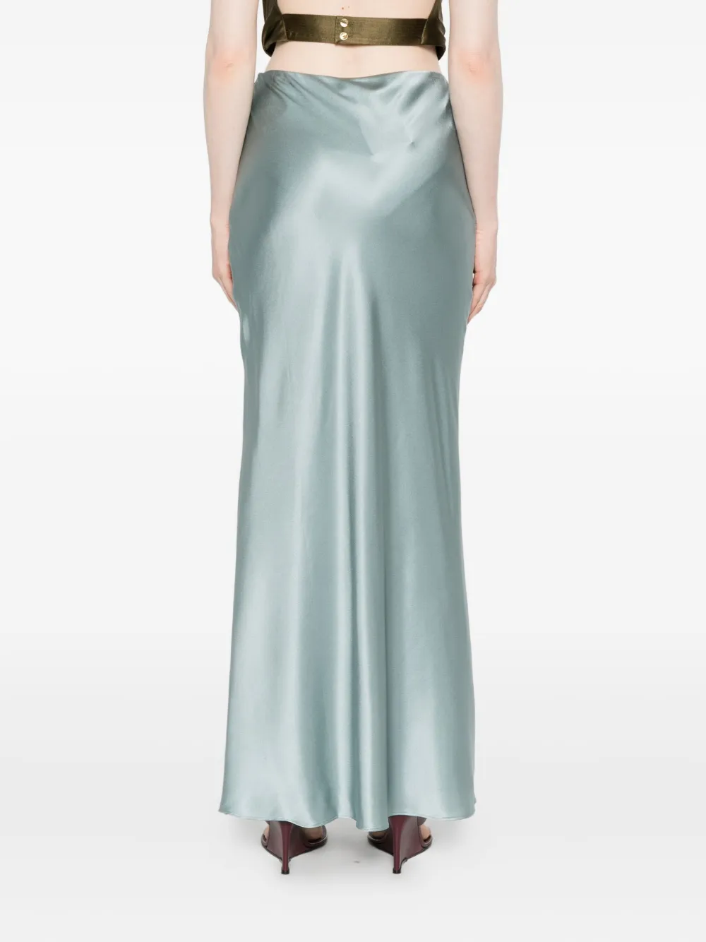 Cult Gaia Chantel Bias-cut Satin Maxi Skirt In Blue