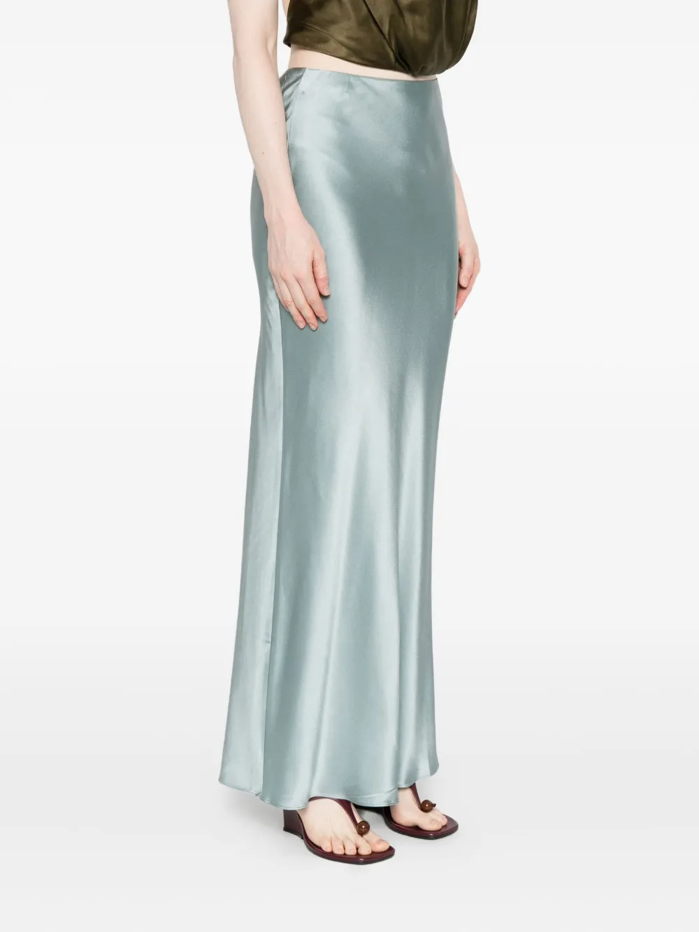 Cult Gaia Chantel Bias-cut Satin Maxi Skirt In Blue