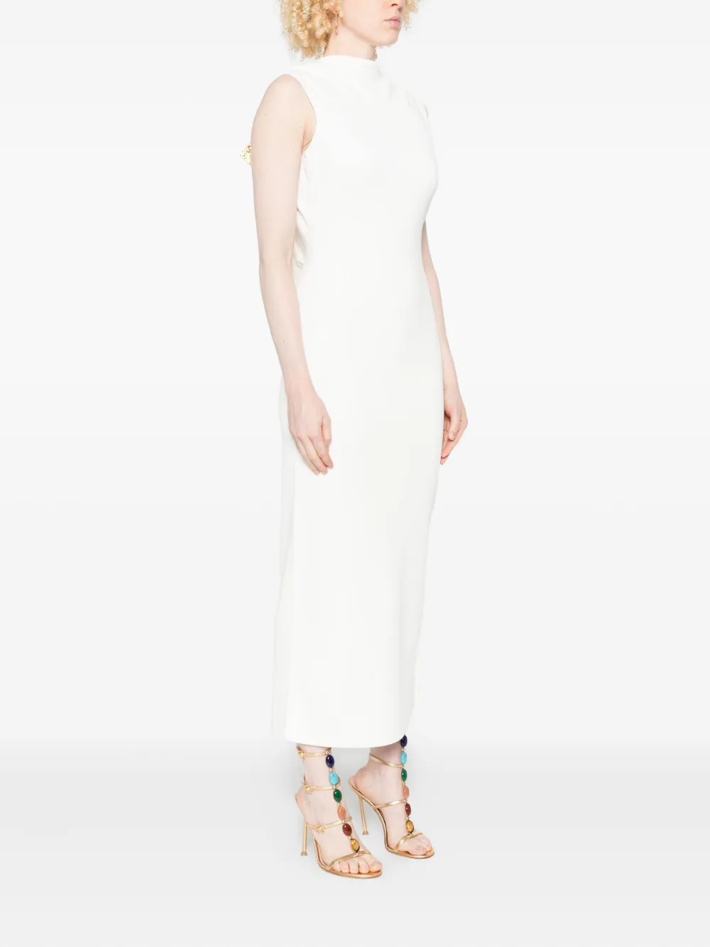 Cult Gaia Deira mouwloze jurk met hoge hals Wit