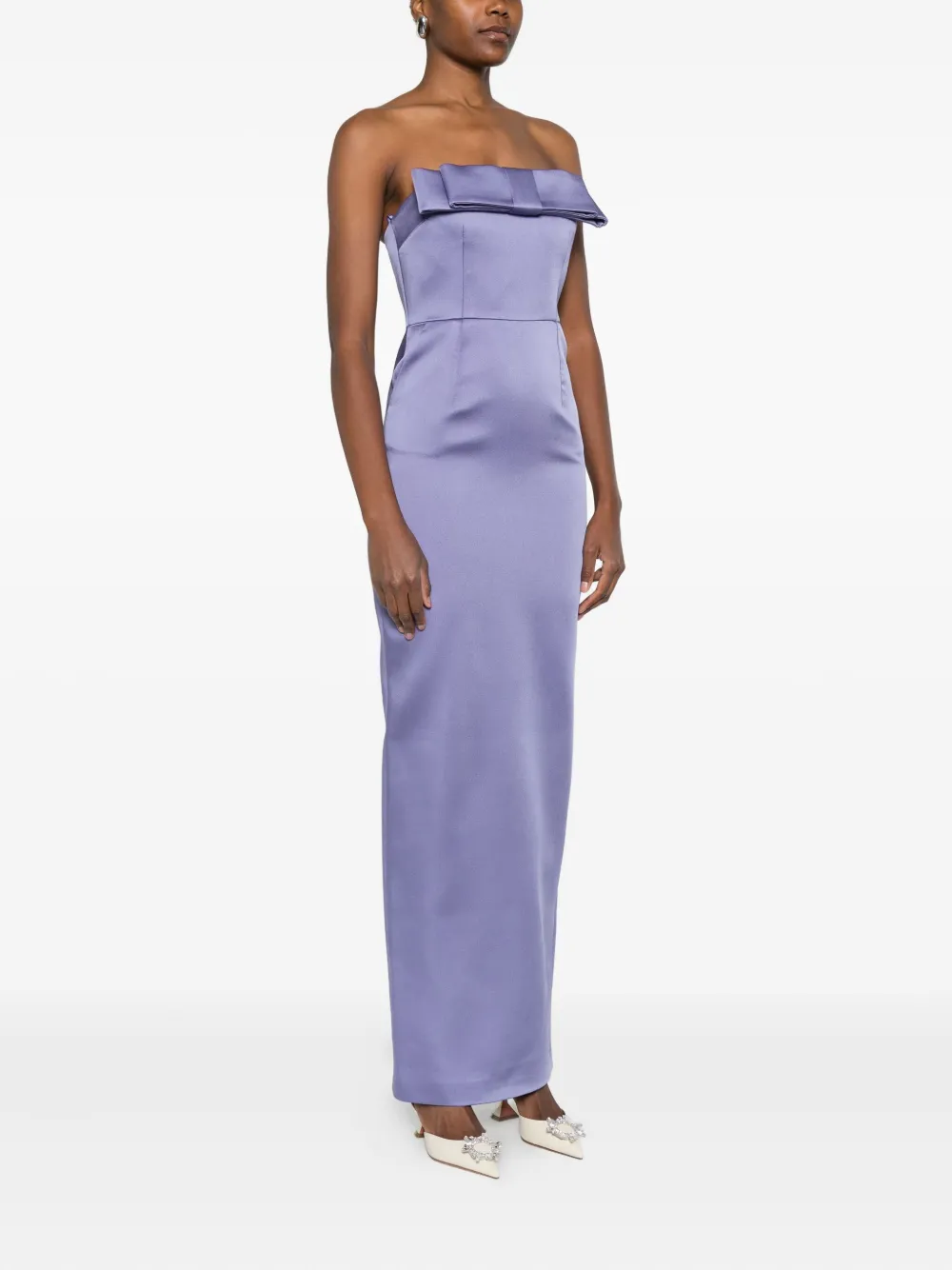 The New Arrivals Ilkyaz Ozel Sisu Strapless Midi Dress In Purple
