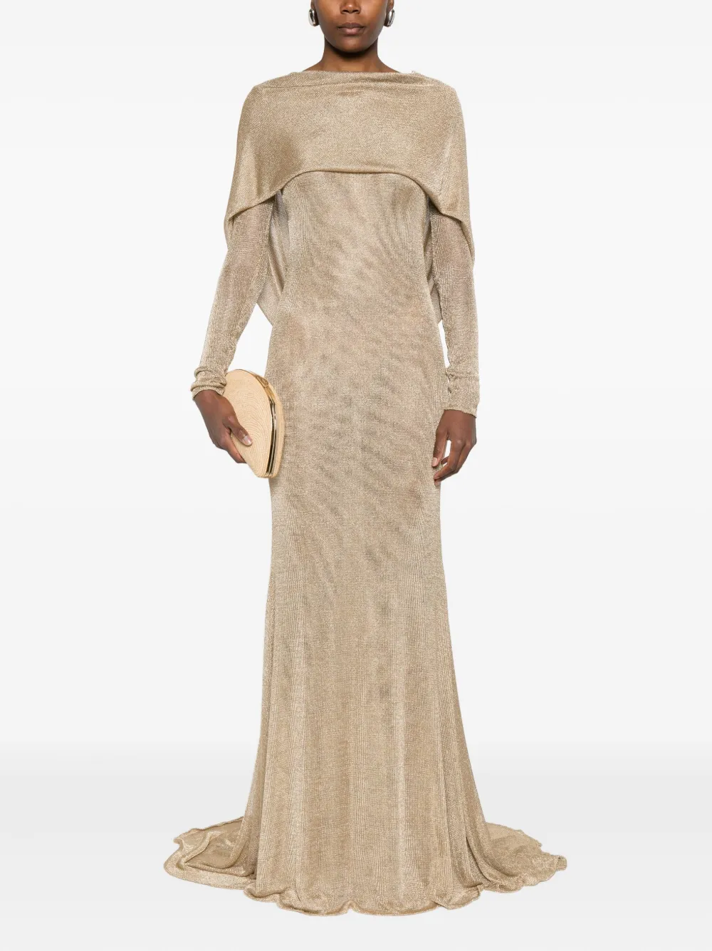 The New Arrivals Ilkyaz Ozel Isthar long-sleeve gown - Beige