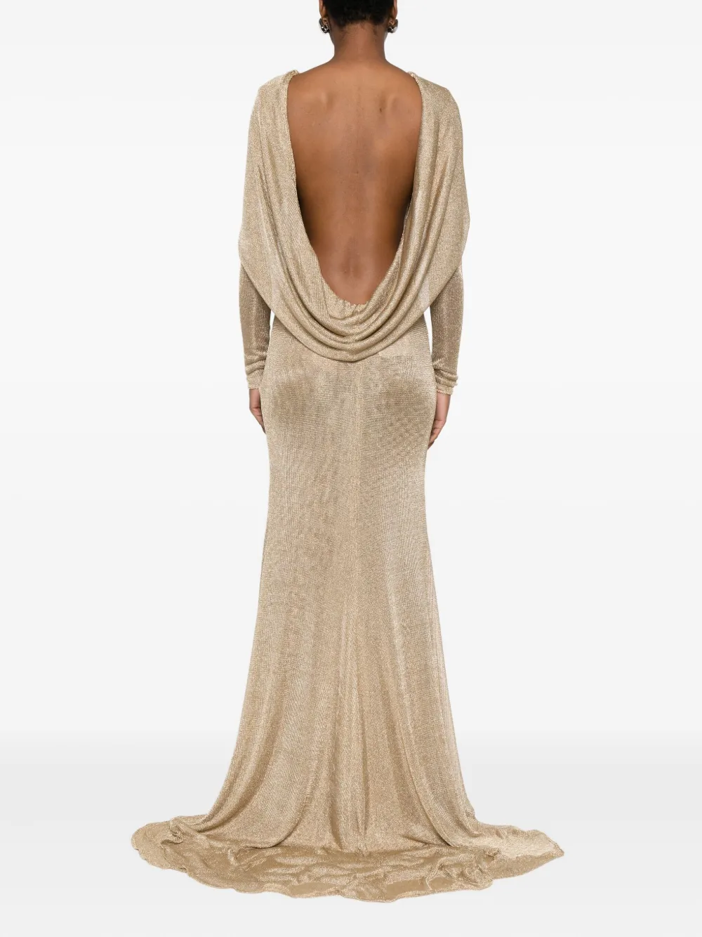 The New Arrivals Ilkyaz Ozel Isthar avondjurk met lange mouwen Beige