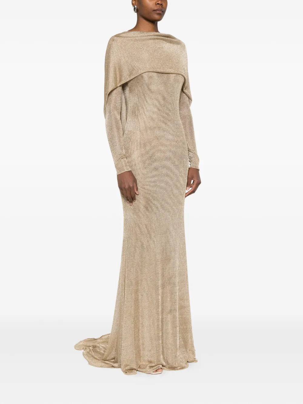 The New Arrivals Ilkyaz Ozel Isthar avondjurk met lange mouwen Beige