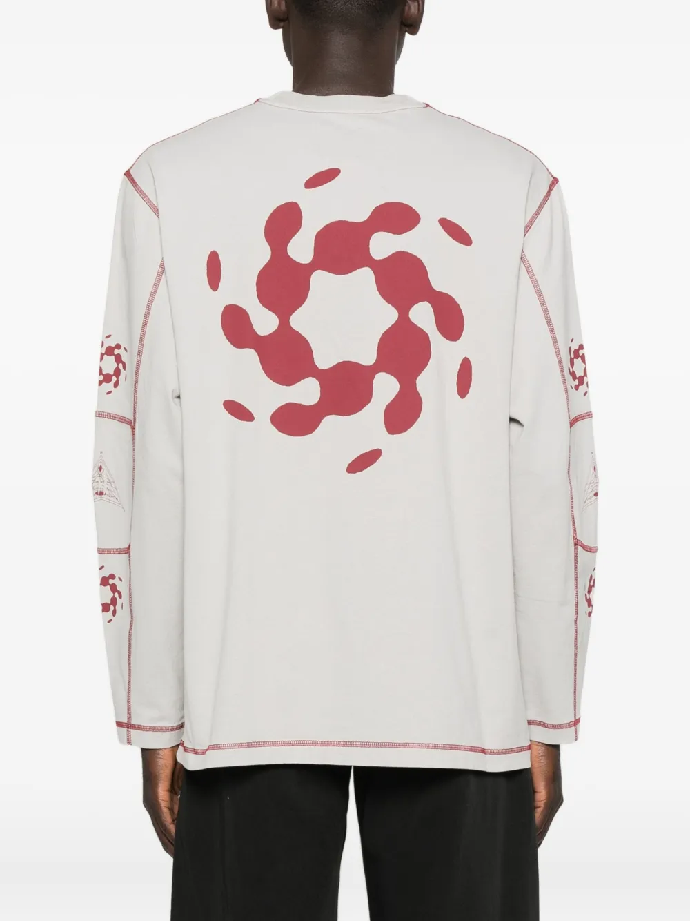 ROA T-shirt met lange mouwen en stikseldetail Grijs