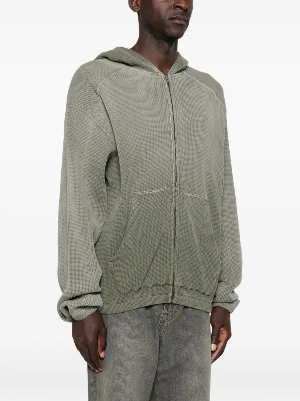 ROA waffle-texture zip-up Hoodie | Green | FARFETCH