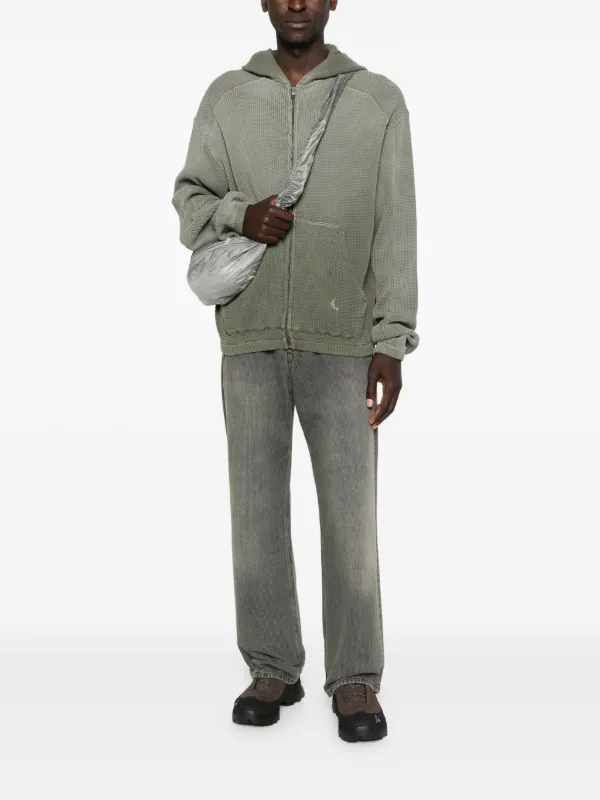 ROA waffle-texture zip-up Hoodie | Green | FARFETCH