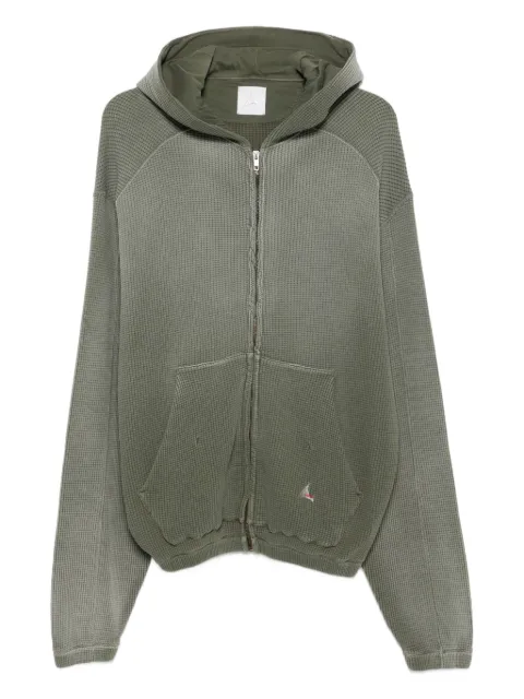 ROA waffle-texture zip-up hoodie