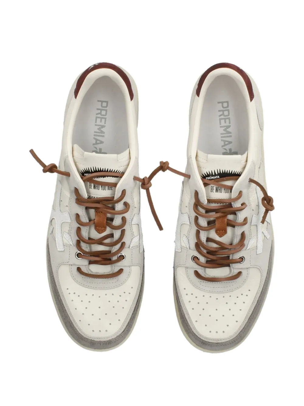 Premiata White And Gray Leather And Suede Sneakers In Gray