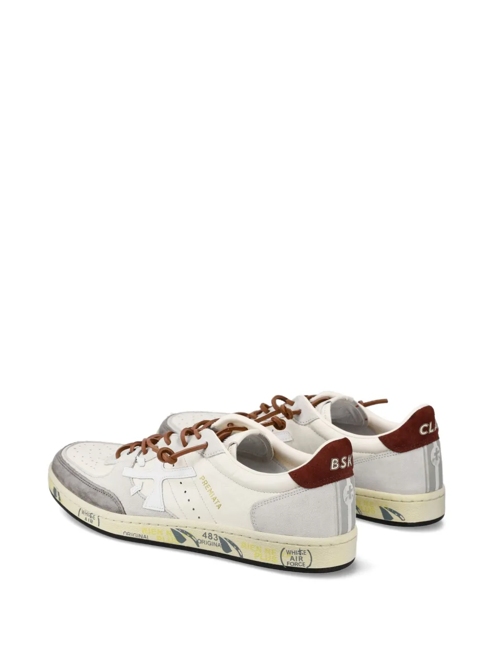Premiata White And Gray Leather And Suede Sneakers In Gray