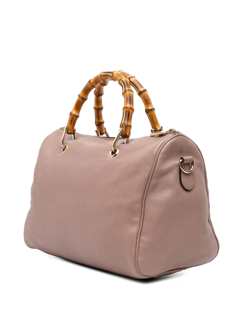 Pre-owned Gucci 2016-2024 Calfskin Bamboo Shopper Boston Bag Satchel In Pink