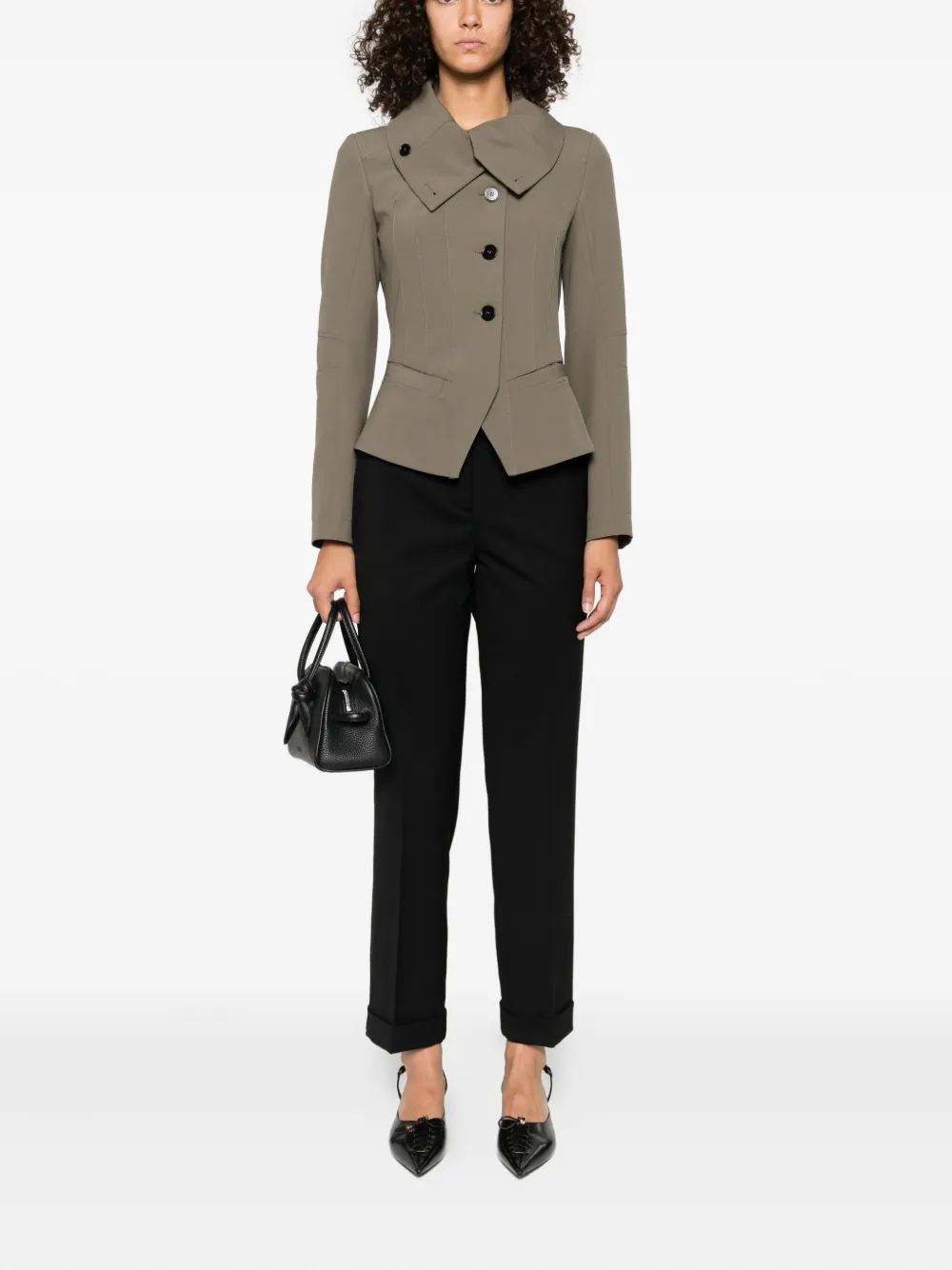 P.A.R.O.S.H. button-detail cuffed trousers Zwart
