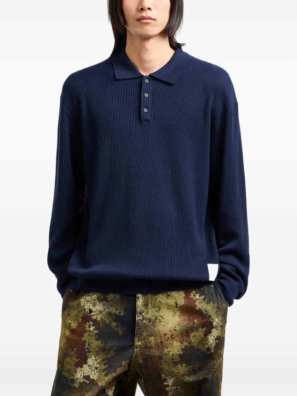 Emporio Armani Logo-patch Polo Shirt In Blue
