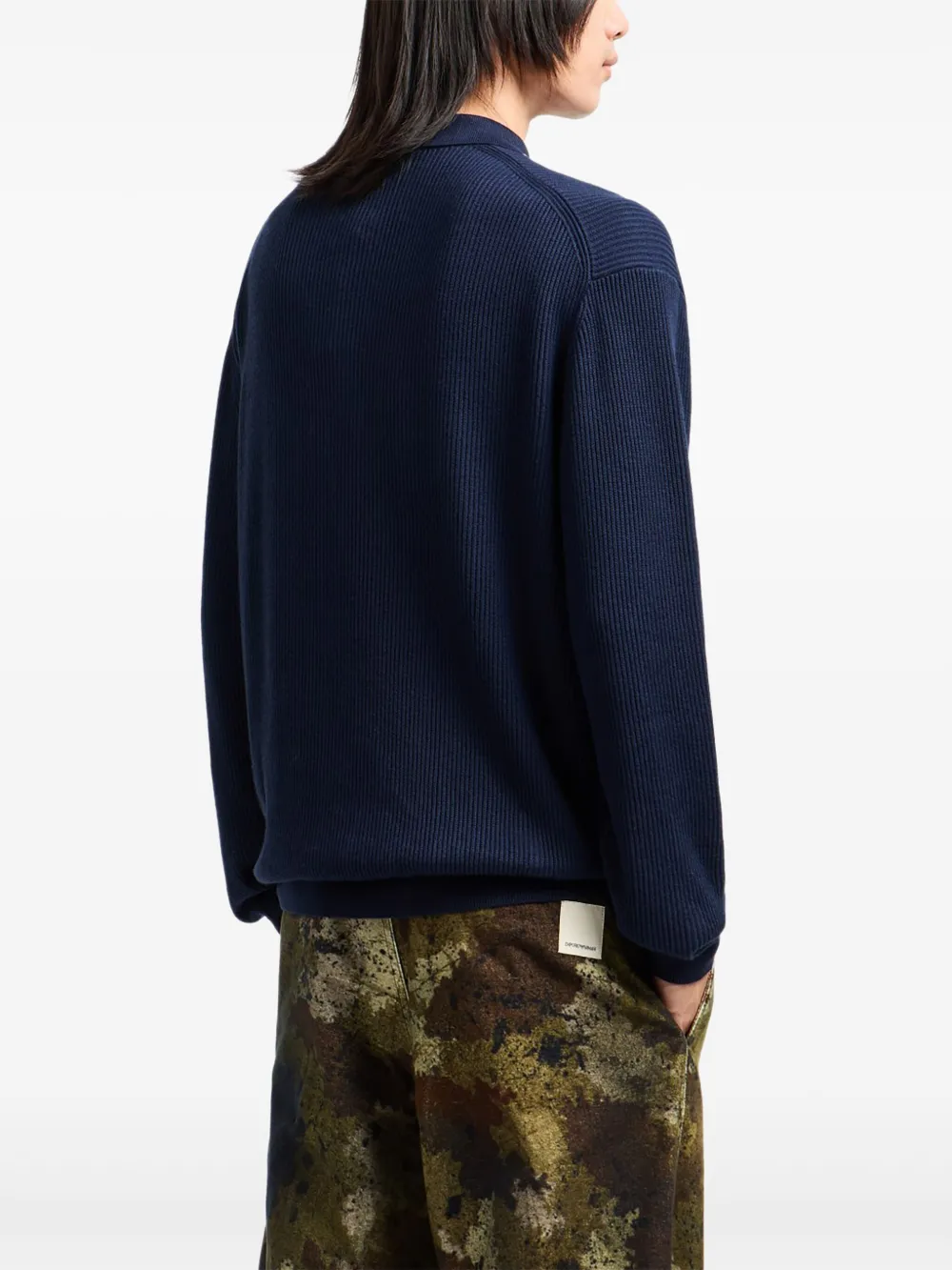 Emporio Armani Logo-patch Polo Shirt In Blue