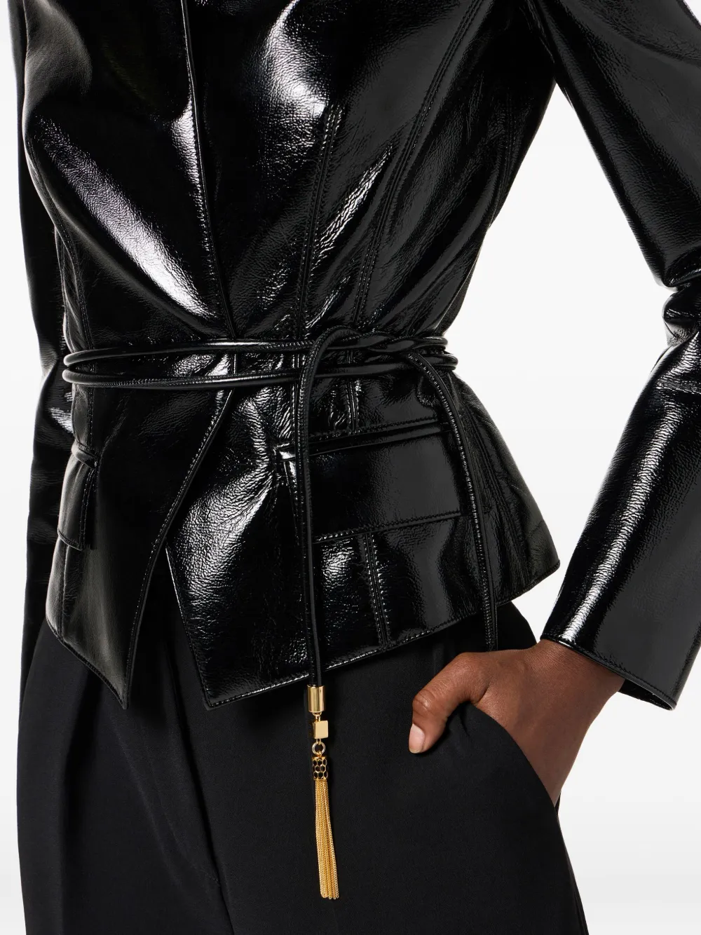 Elisabetta Franchi Belted-tassel Jacket In Black