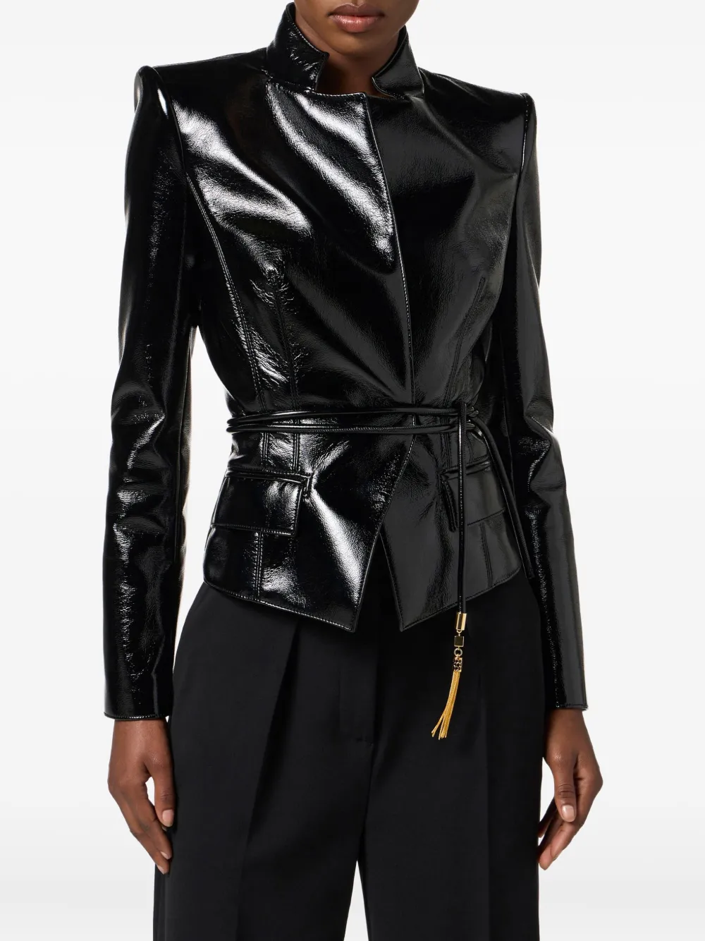 Elisabetta Franchi Belted-tassel Jacket In Black