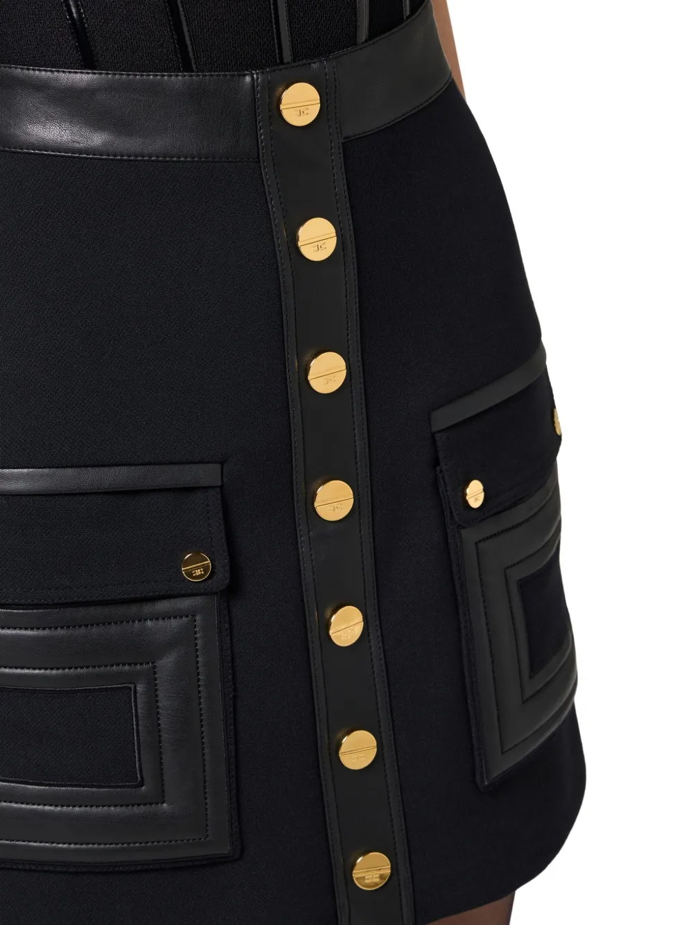 Elisabetta Franchi Button-embellished Mini Skirt In Black