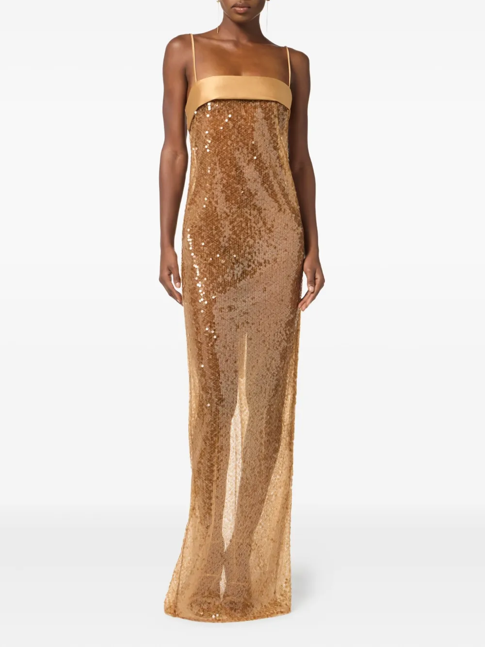 Elisabetta Franchi Maxi-jurk verfraaid met pailletten - Beige