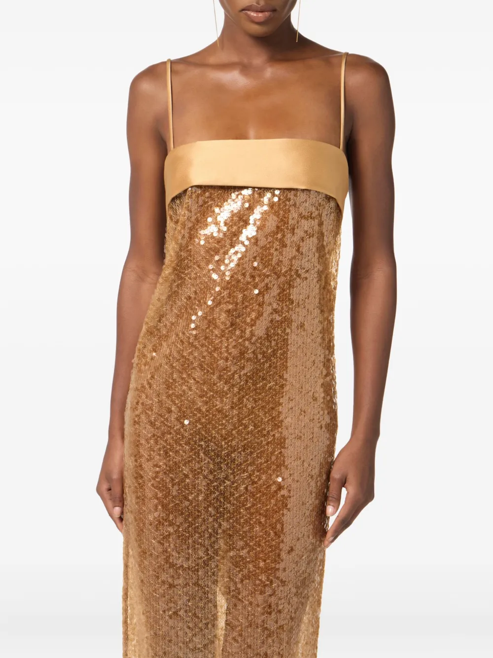 Elisabetta Franchi Sequin-embellished Maxi Dress In Neutral