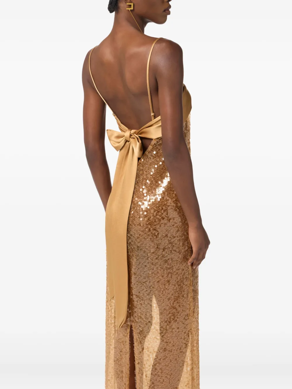 Elisabetta Franchi Sequin-embellished Maxi Dress In Neutral