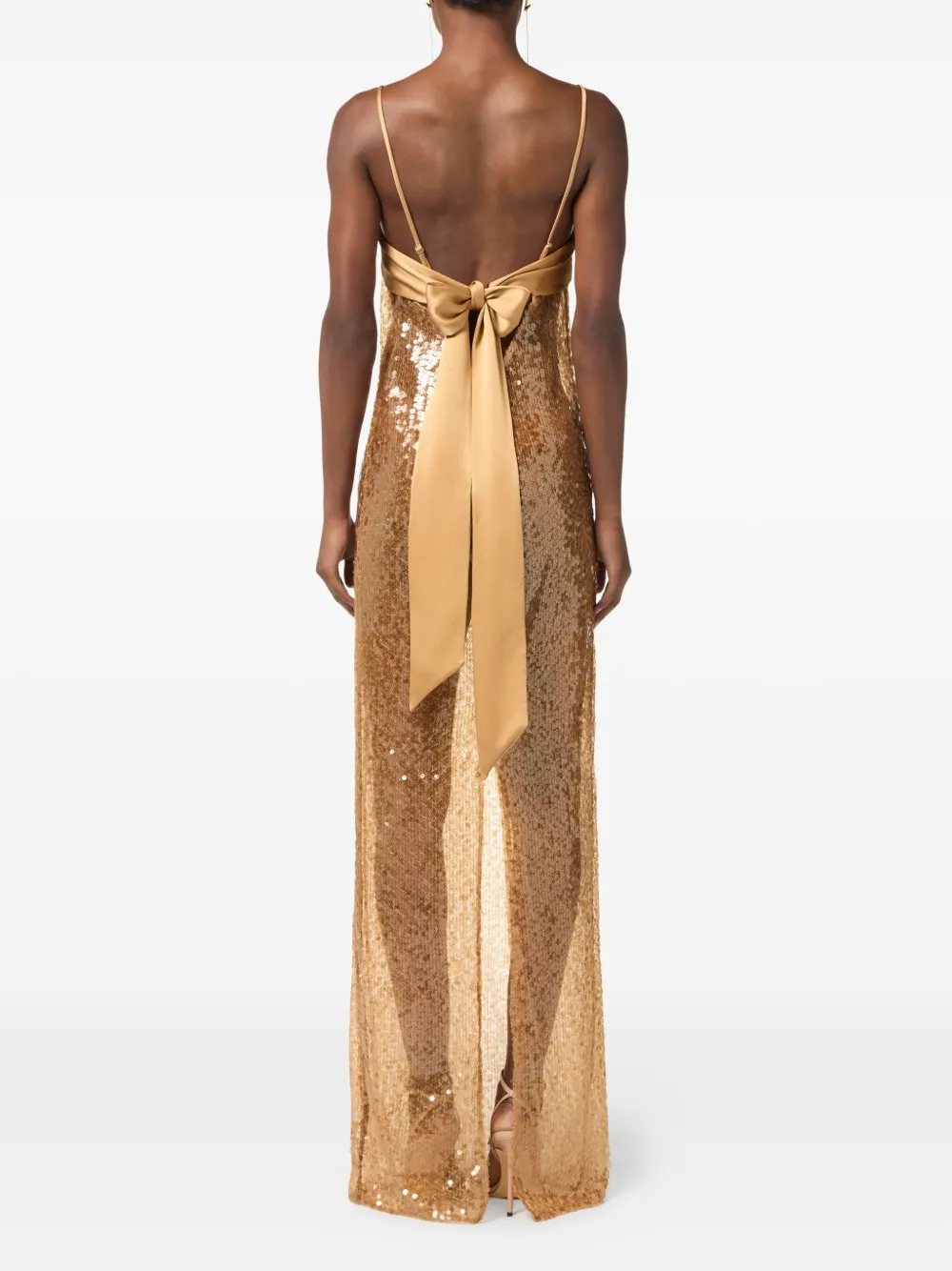 Elisabetta Franchi Sequin-embellished Maxi Dress In Neutral