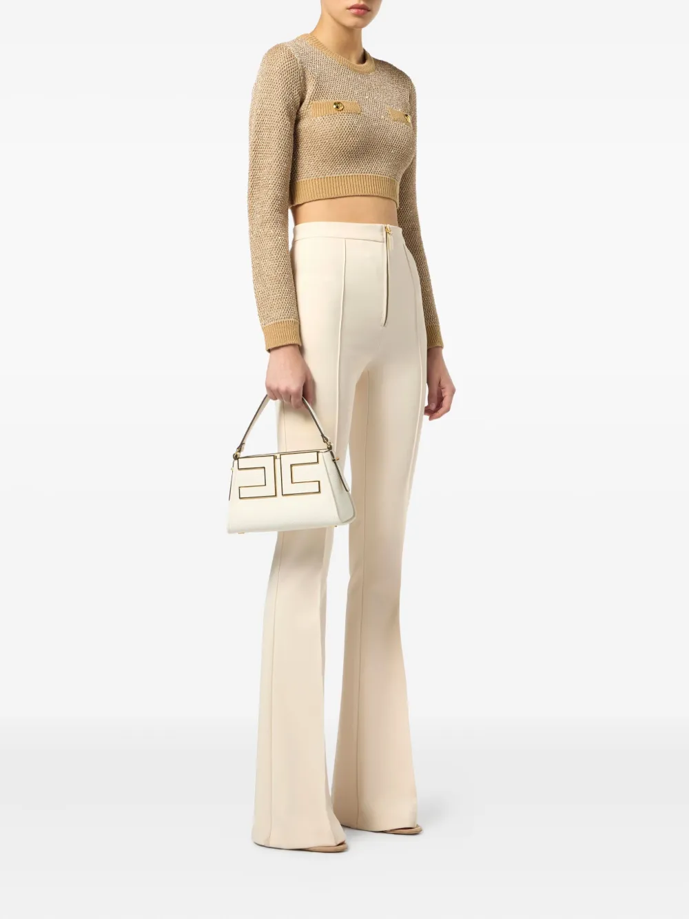 Elisabetta Franchi Sequin-embellished Sweater In Brown