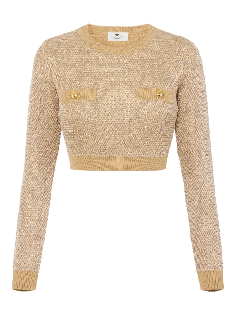 Elisabetta Franchi Sequin-embellished Sweater In Brown