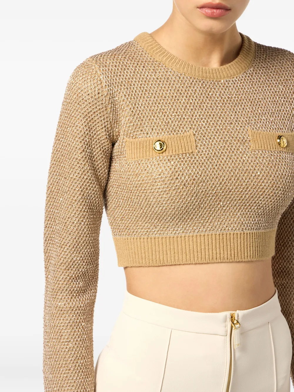 Elisabetta Franchi Sequin-embellished Sweater In Brown