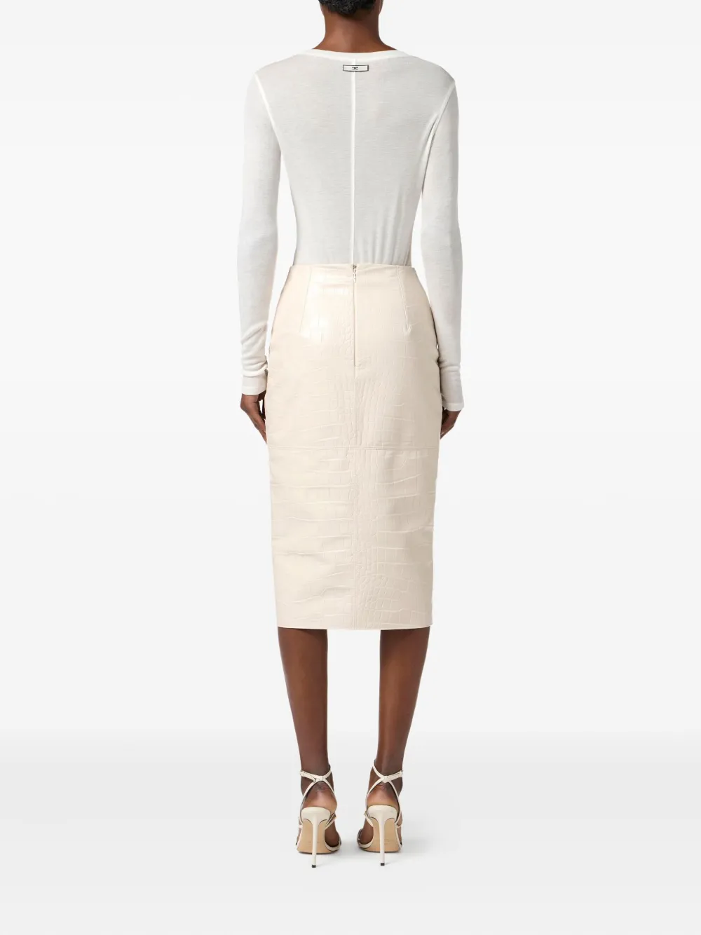 Elisabetta Franchi Rok met krokodillenprint en rits Wit