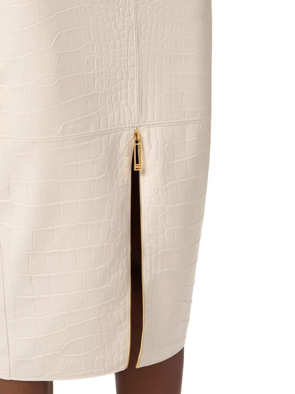 Elisabetta Franchi Rok met krokodillenprint en rits Wit